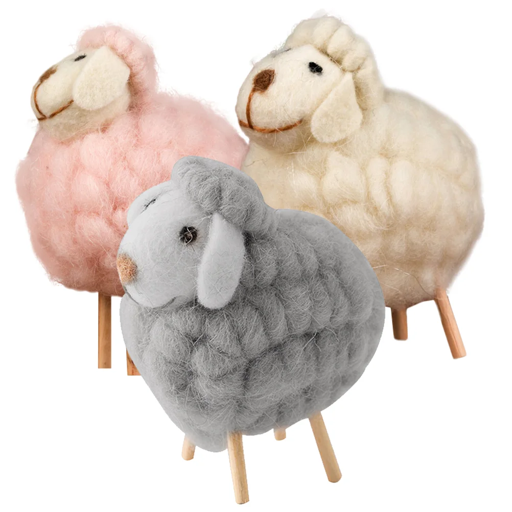 

Small Sheep Gifts Adorable Decors Statues Photo Props Cartoon Ornaments Animal Felt Figurines