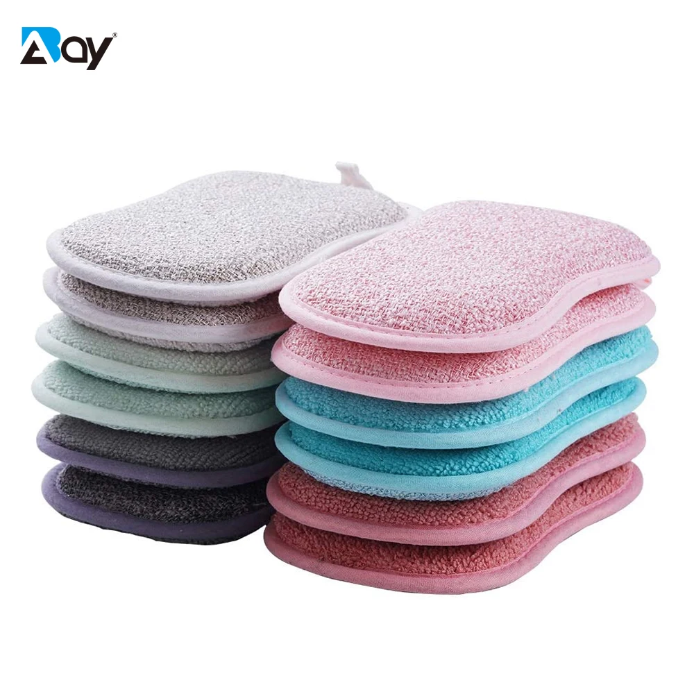 

Scrub Scouring Sponge Non Scratch Microfiber Along Heavy Duty Power Effortless Cleaning of Dishes Pots Pans Kitchen Accessories