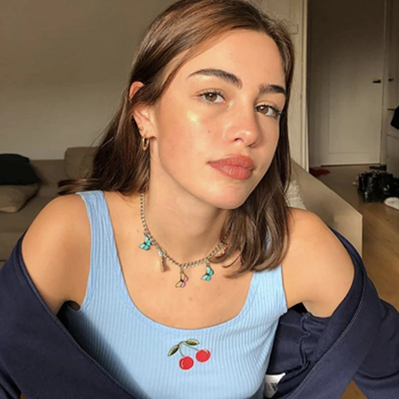 Ожерелье Y2K с подвеской в виде радужной бабочки стиле Харадзюку для женщин