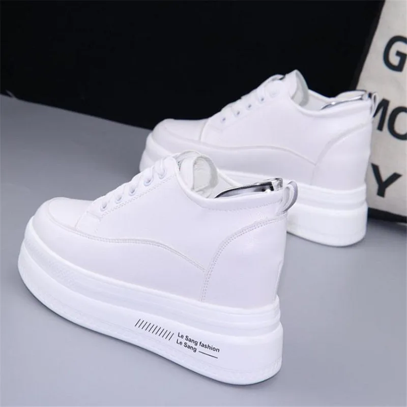 YeddaMavis Black Women's High Heels Shoes 10CM Thick Base Women Sneakers New Autumn Winter Fashion Casual Shoes White Size 34-40