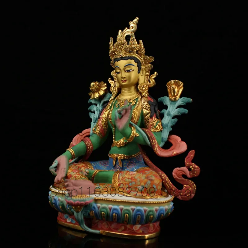 Коллекция тибетских храмов 9 дюймов старые фиолетовые бронзовые контуры в