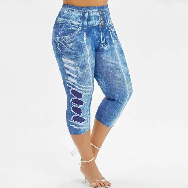 

Plus Size Women'S Stretch Leggings Cropped Pants
