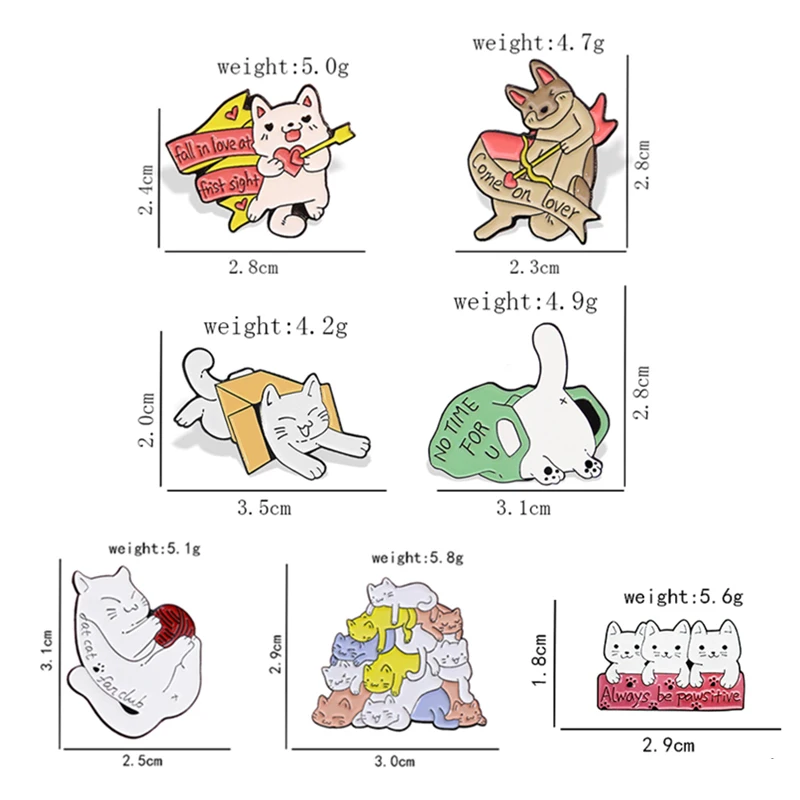Эмалированная брошь в виде котят обнимающих ангелов купидонов для одежды