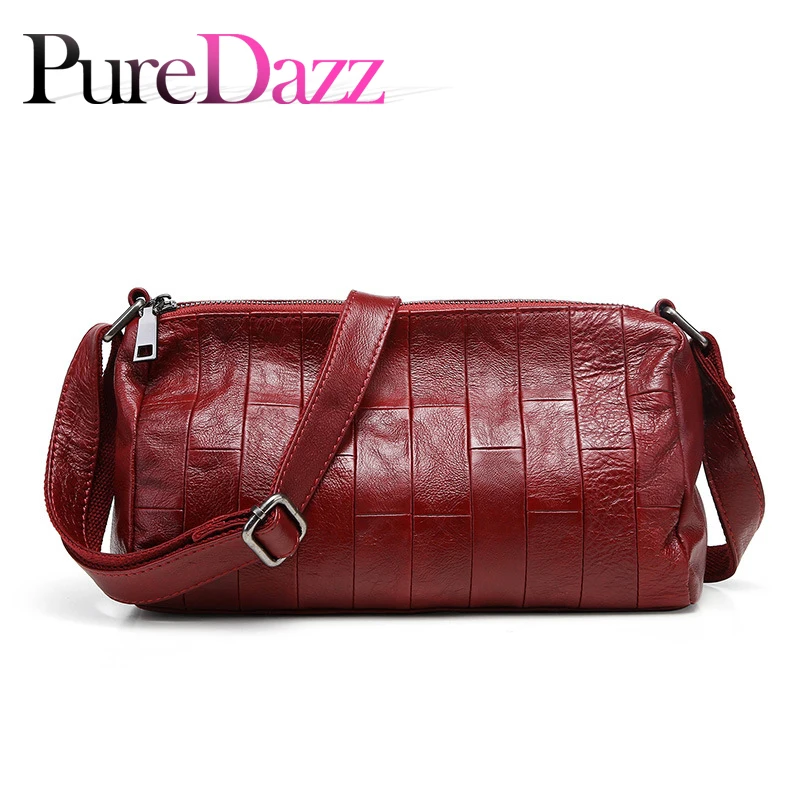PureDazz 100% Genuine Leather Shoulder Versatile Women Crossbody Bag Vintage Female Sling Bag Double Layer Zipper Bag for Ladies