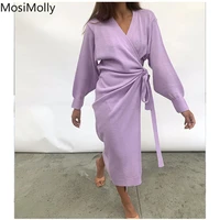 mosimolly purple sweater dress women kniting winter dress casual loungewear dress jumper dress 2022 winter female vestidos