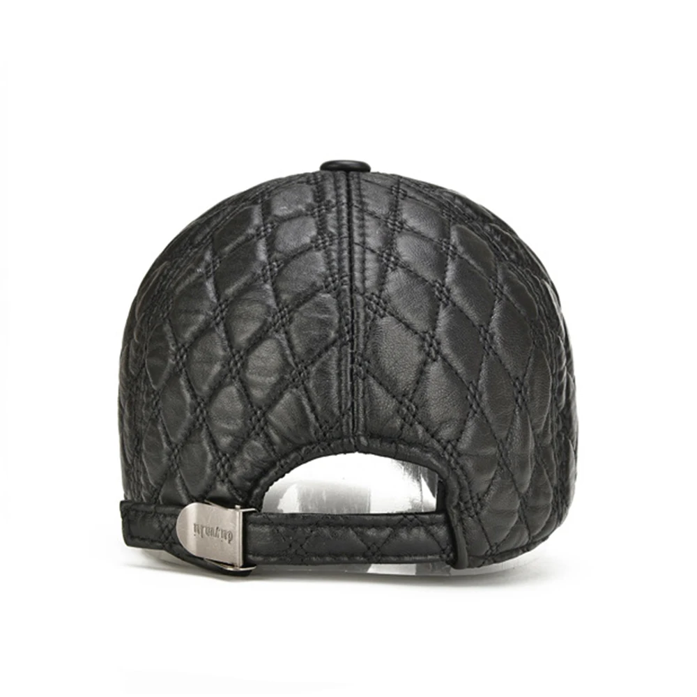 Мужская шапка из овечьей кожи зимняя теплая уличная регулируемая бейсболка