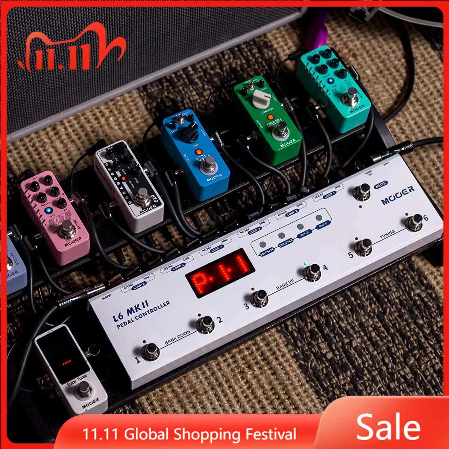 

MOOER PCL6 MKII Pedal Controller Programmable Loopswitcher With 6 Loops L6 PL6 Connector LED Display Guitar Parts & Accessories