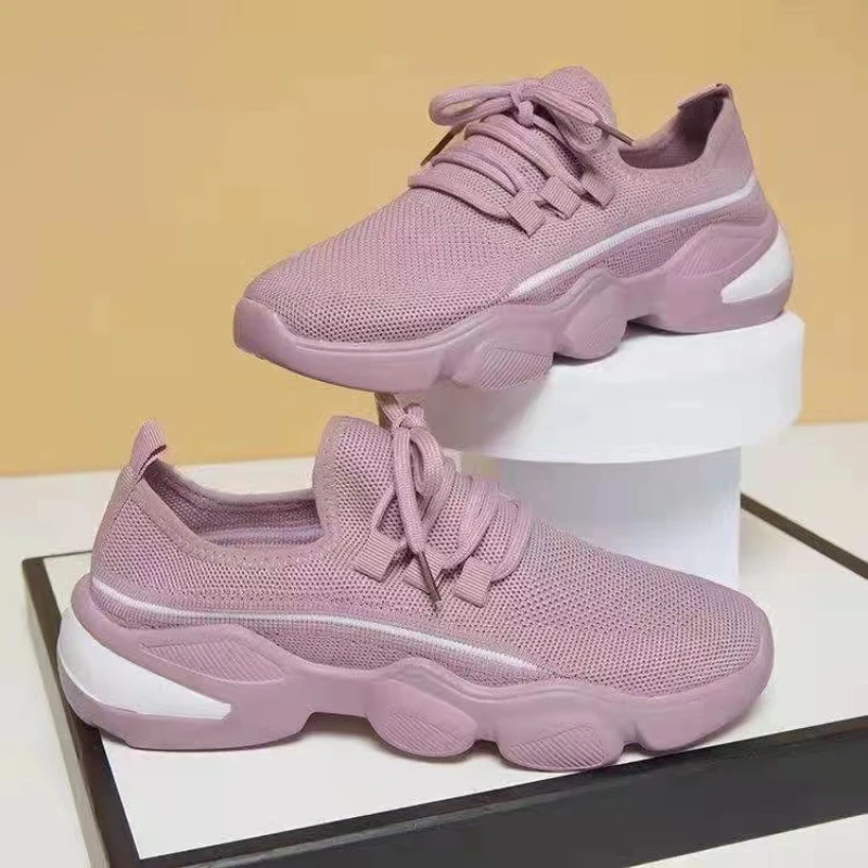 

2022 New Summer Women's Sneakers Breathable Mesh Casual Shoes Lace Up Vulcanized Shoes Ladies Outdoor Walking Running Shoes