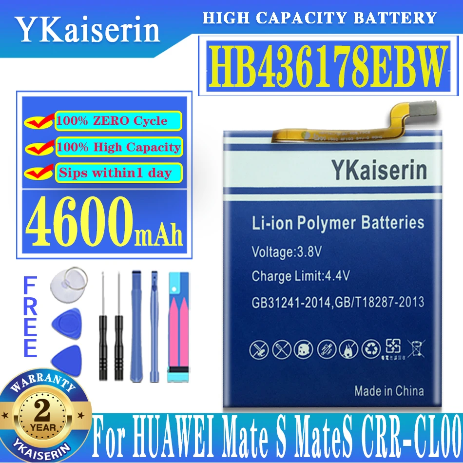 

YKaiserin HB436178EBW Mobile Phone Replacement Li-Polymer Battery 4600mAh For HUAWEI Mate S CRR-CL00 CRR-UL00 Batterie Batterie