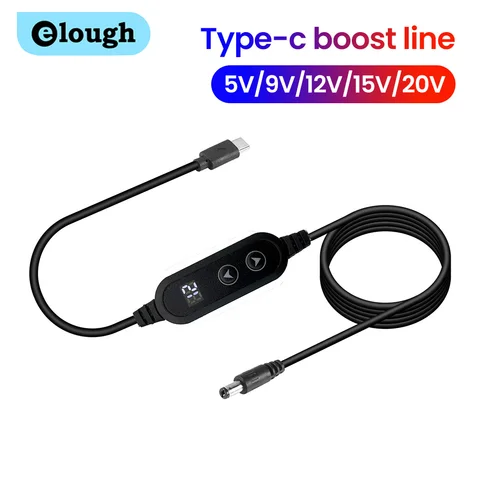 elough 9V/12V/15V 20V 3A USB C Type-C to DC PD Deception Line DP 65W Fast Charging Cable DC Power Cord Converter Adapters