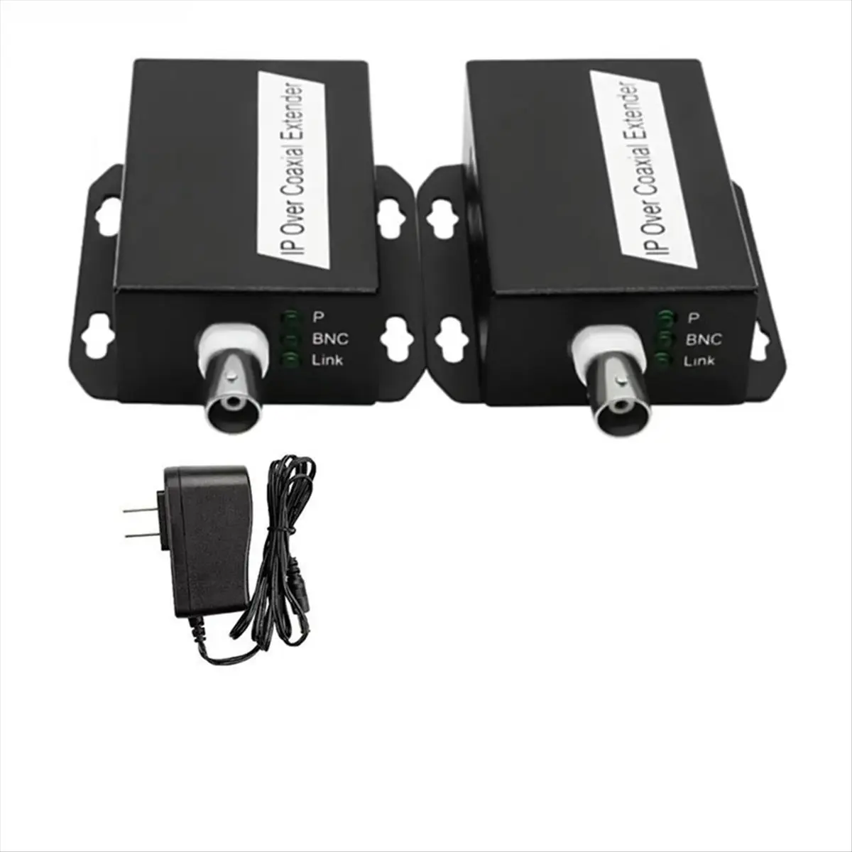 Фото (N11R) Комплект для передачи Ethernet/IP-сигнала по коаксиальному кабелю (EoC) на 1 пару, удлинитель HD-сети, коаксиальный кабельный удлинитель, вилка стандарта США №4
