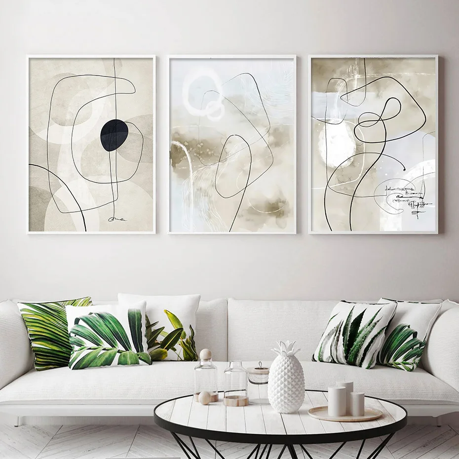 

Abstract Geometric Line Arch Posters Mid Century Wall Art Canvas Painting Print Pictures Living Room Interior Home Decoration
