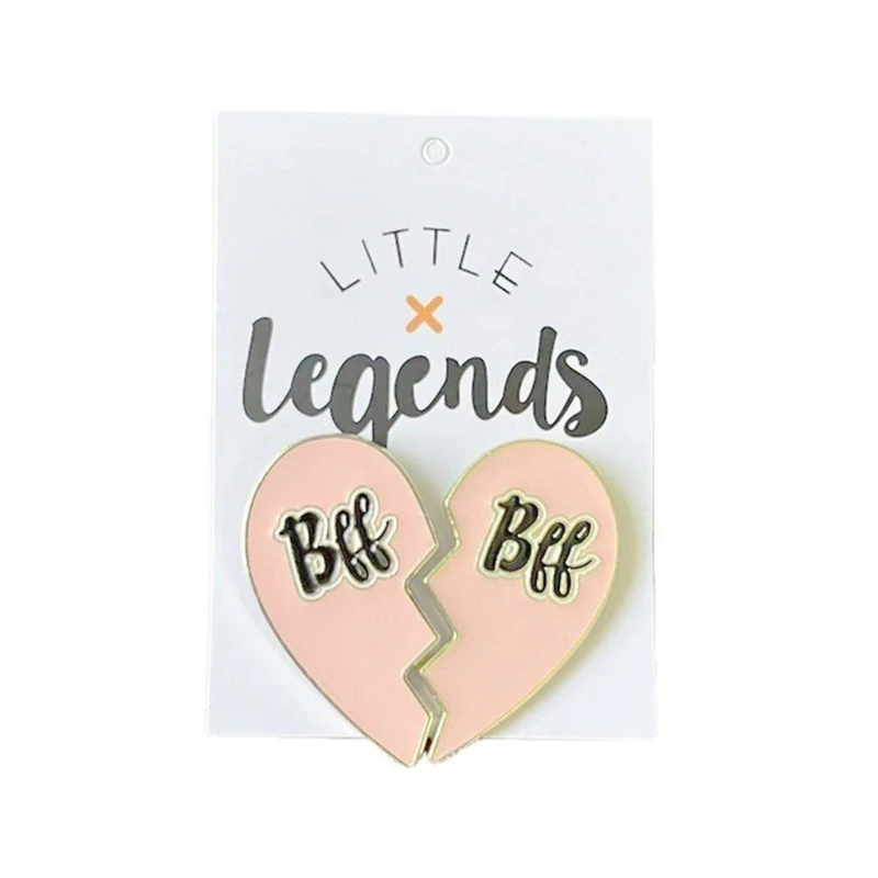 2 шт., брошь в виде разбитых сердец, булавки, значки в виде разбитых сердец, сплав, материал, эмалированная брошь, Прямая