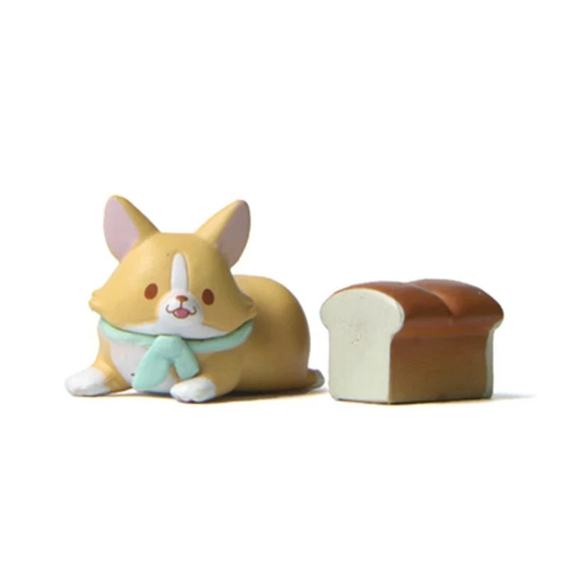 

ZOCDOU 1 шт. исцеляющая теплая гурмана хлеб и корги маленькая Статуэтка поделки фигурка орнамент миниатюры