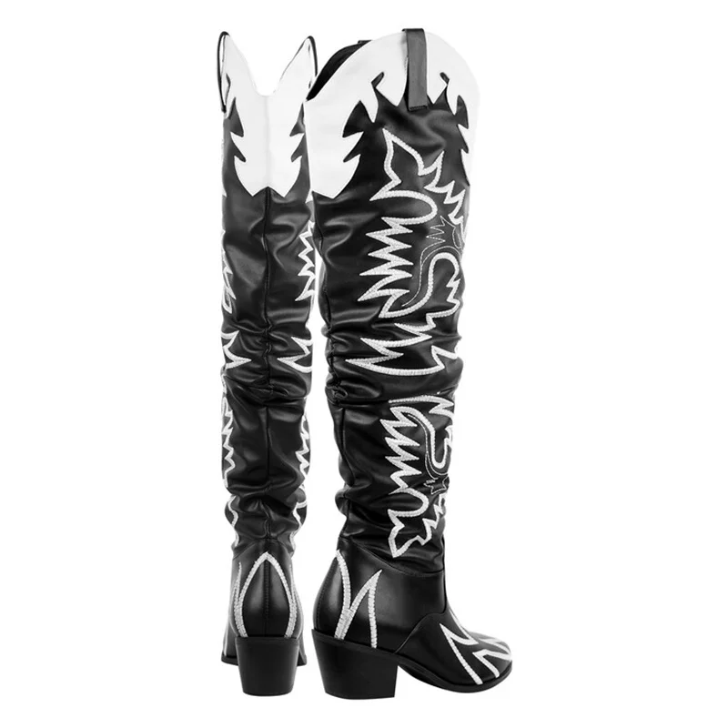 Totem Special Design Women Long Boots Pointed Toe Wedges Pleated Women High Knee Boots Classics Retro Slip-On Botines Mujer 2022