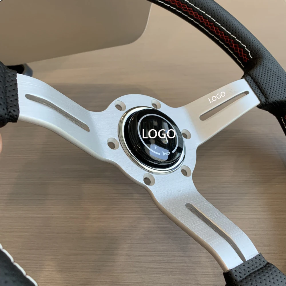 Tiypeor 330 мм вышивка черновой кожи из микрофибры глубокая тарелка персональный руль