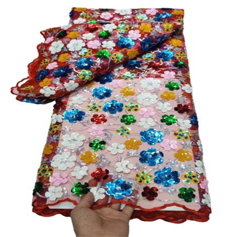 

Африканская кружевная ткань вышитое кружево в нигерийском стиле Fabric 2022, Высококачественная французская Тюлевая кружевная ткань с блесткам...