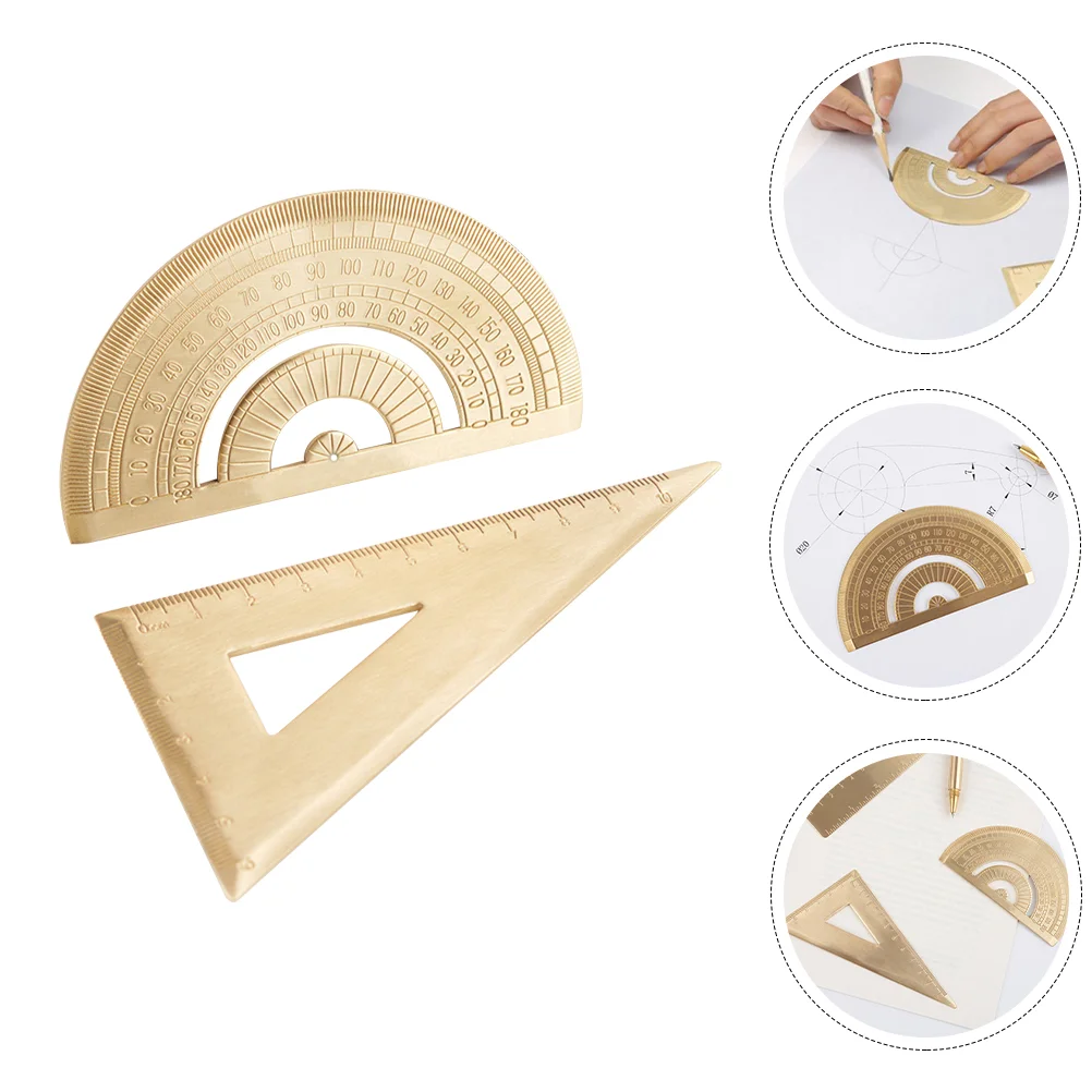 

Portable Triangular Ruler Office Kids Tools Student Measuring Metal Convenient Students