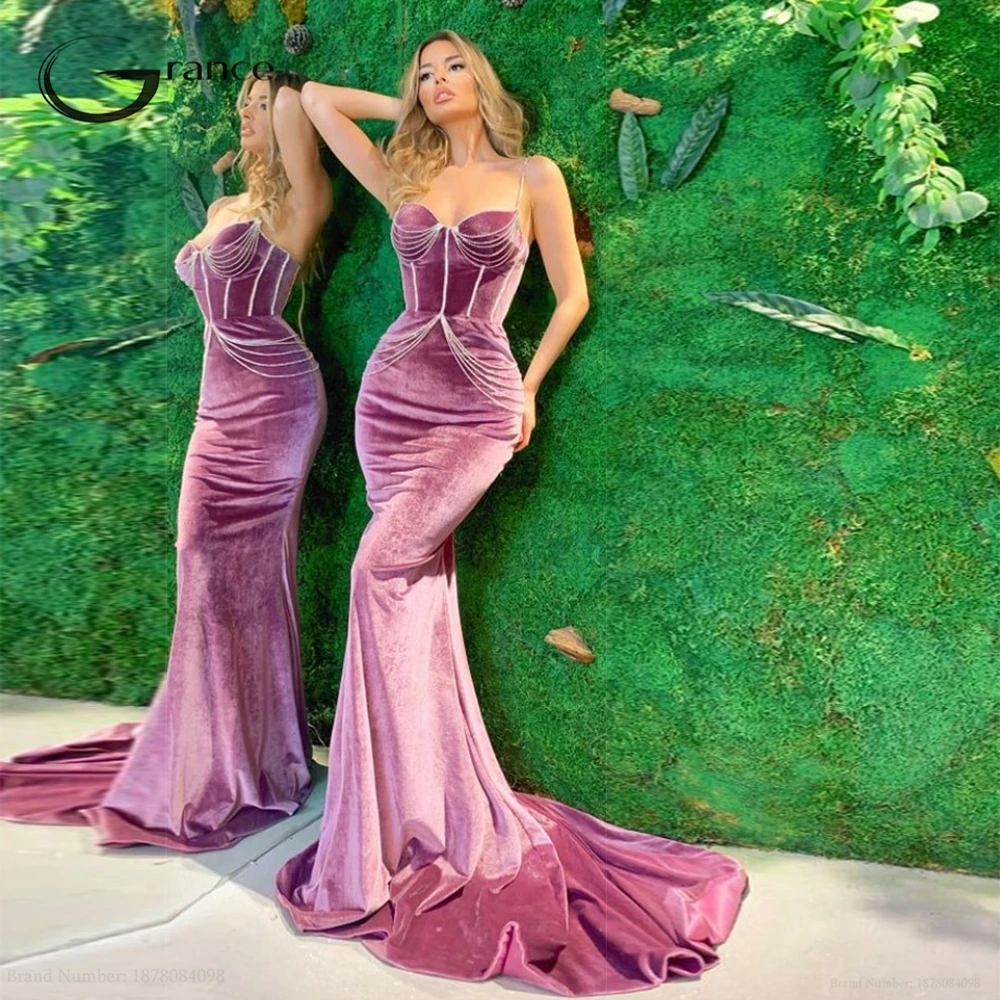 

Модный Корсет, вечерние платья на бретелях-спагетти, с бисером, юбка-годе, со шлейфом, новинка 2023, платья для выпускного вечера