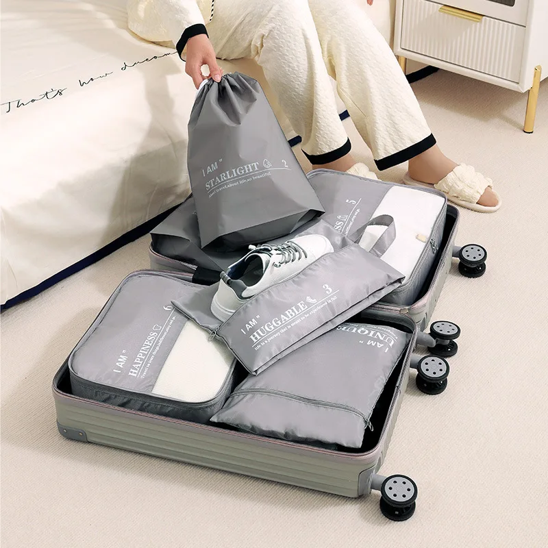 Men Travel Bags Set Portable Packing Cubes Storage bag Clothing Sorting Organizer Pouch Women Luggage Accessory Product Suitcase