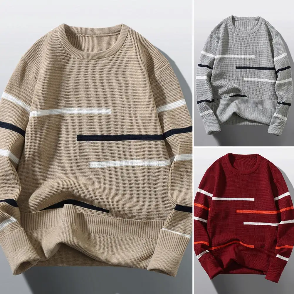 

Свитер свободного покроя оверсайз, сохраняющий тепло, осенний свитер контрастных цветов, мужской свитер для повседневной носки