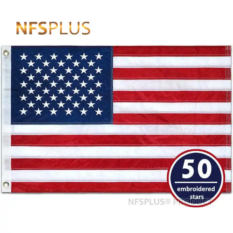 

Embroidered Stars USA Flag Outdoor Indoor 3x5 Ft Waterproof Stitched Nylon Brass Grommets Home Garden American Flags And Banners