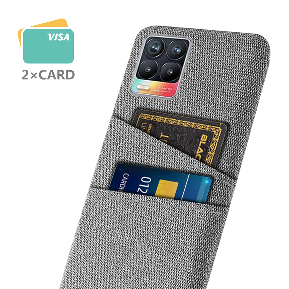 

For Realme 8 Case 6.4" Luxury Fabric Dual Card Phone Cover For Realme 8 Pro OPPO Realme8 4G RMX3085 Funda Black Bumpers Coque