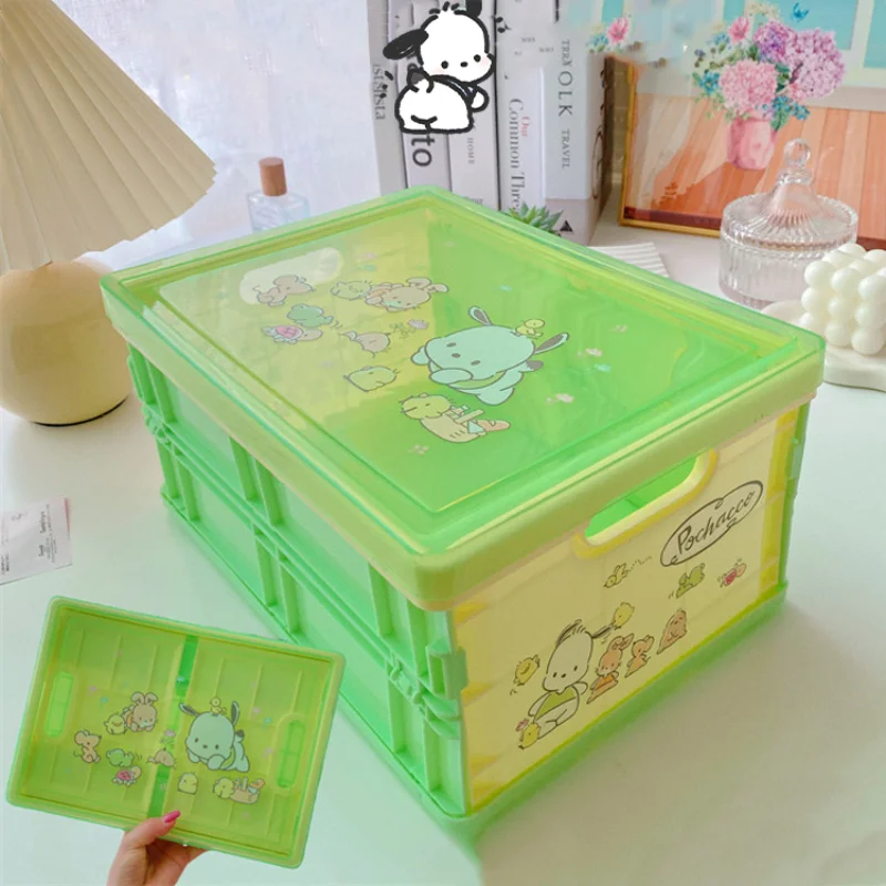 

Sanrio Kawaii Hello Kitty Storage Box Cinnamoroll My Melody Large Capacity Foldable Storage Box Desktop Dust-proof Sundries Box