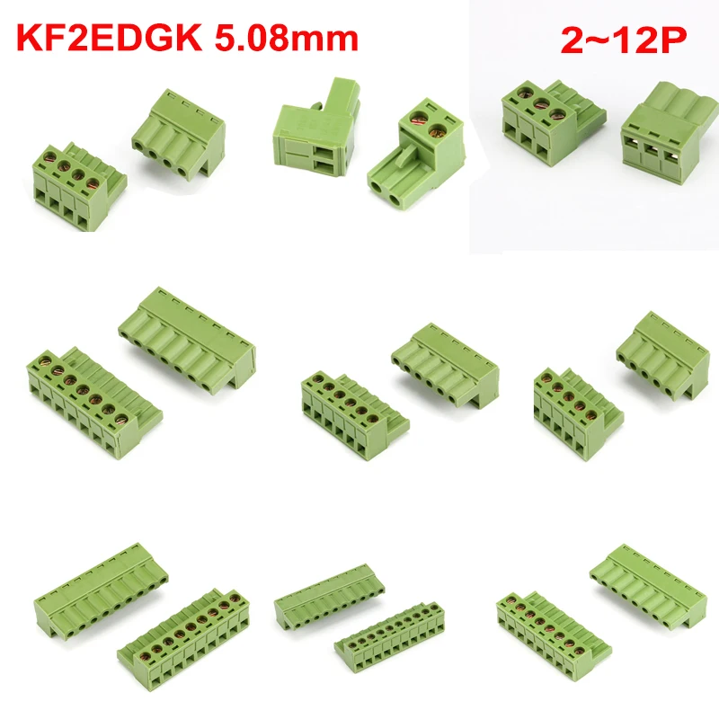10 шт. KF2EDGK 5,08 мм штекер 2EDG штекер PCB коннектор 2p 3p 4p 5p 6 7p 8p 9p 10p 12p 2EDGK 5,08 мм 2 ~ 12 контактов штепсельная Вилка