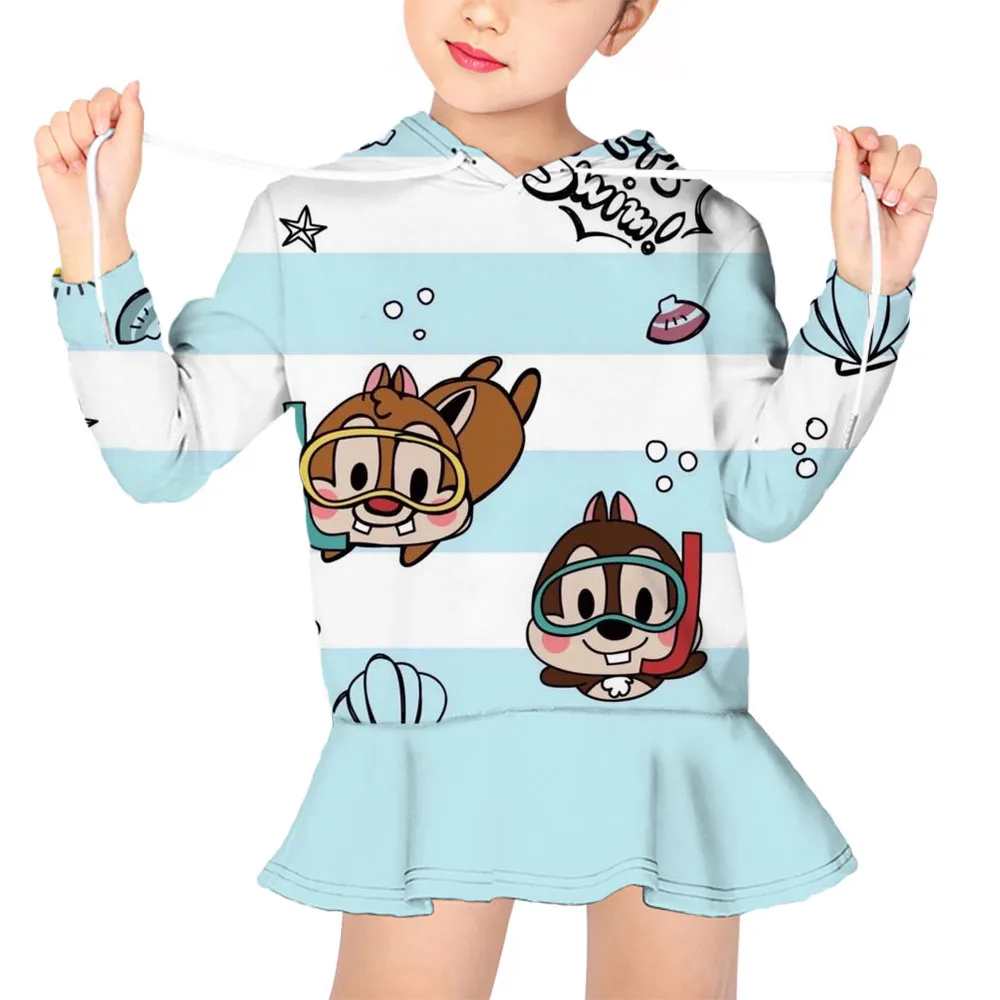 

Детская одежда с мультипликационным принтом из мультфильма «Белка чип и Дейл», толстовка с длинным рукавом и принтом для девочек, повседнев...