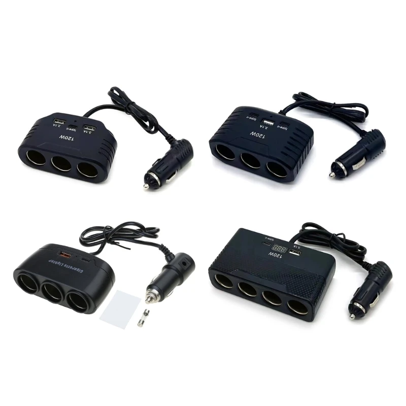120 Вт 2 USB + 1 C PD порт прикуривателя разветвитель зарядный адаптер дропшиппинг