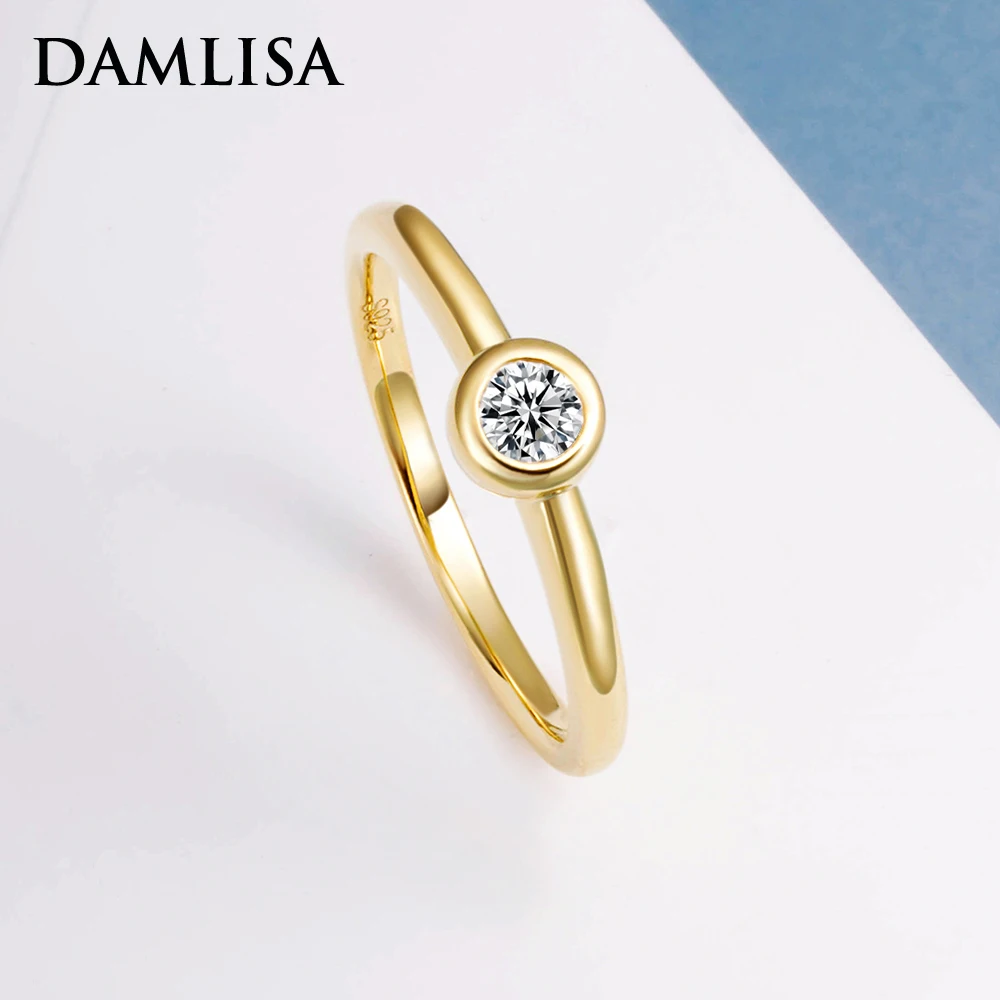 

DAMLISA 0.3ct D Color Moissanite Bezel Engagement Ring 925 Sterling Silver Wedding Rings For Women Jewelry Wholesale anillos