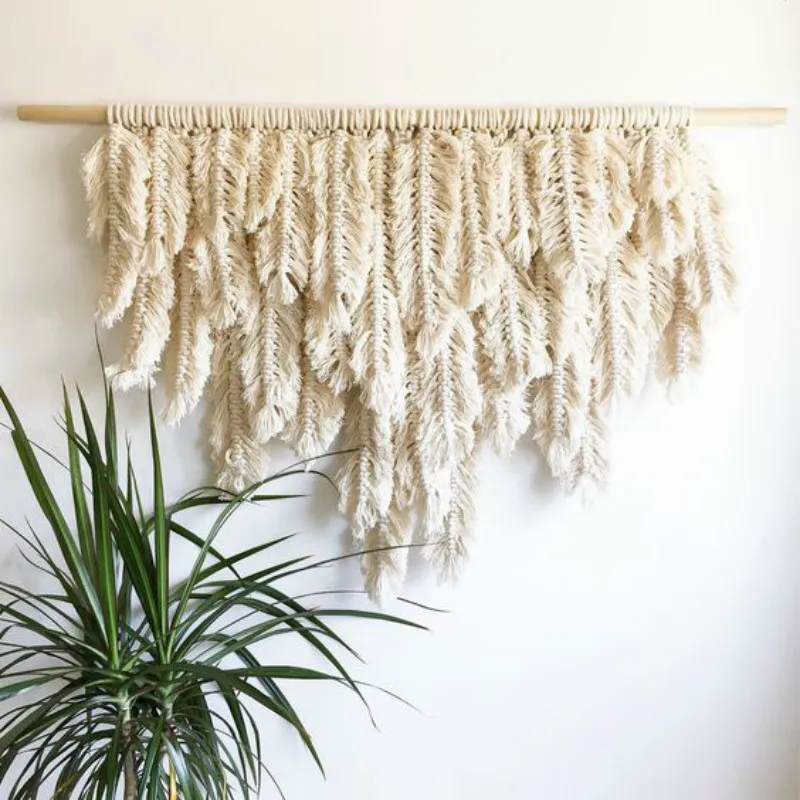 

Woven Feather Bohemian Tassel Dyed Wall Tapestry Creative Soft Macrame Wall Hanging Hand-woven Bedclothes Headboard Boho Decor