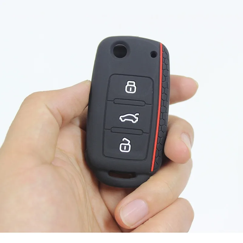 

Силиконовый чехол для автомобильного брелка для Volkswagen Sagitar/Polo/Golf/Bora/Tiguan/TOUAREG/Phaeton/SEAT/Skoda, чехол для брелока