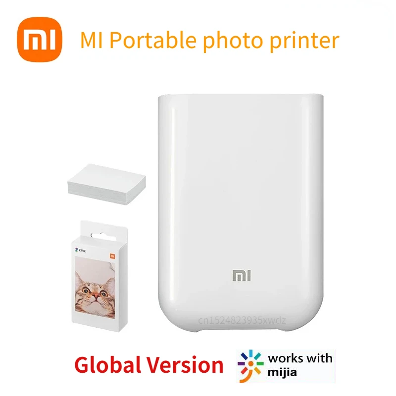 Global Version Xiaomi Mi Portable Photo Printer Bluetooth 5.0 BLE ZINK Inkless Technology AR Video Printing Support Mi Home APP