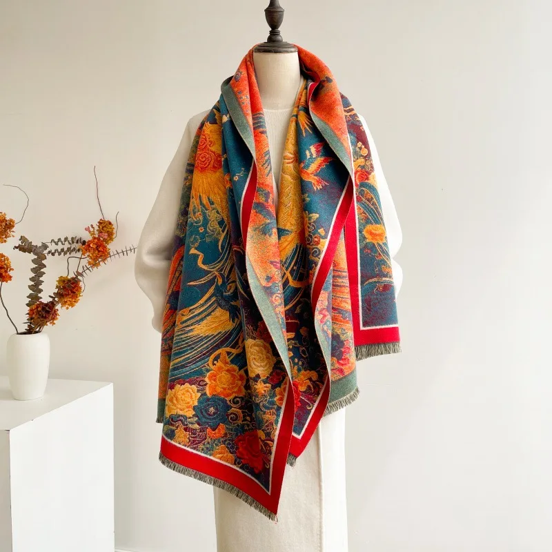 Красочный мультяшный кот 2024 новый роскошный зимний толстый теплый длинный шарф с