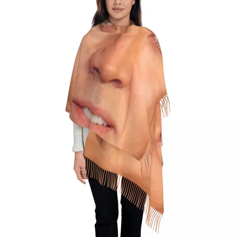 

Luxury Nicolas Cage Face Tassel Scarf Women Winter Fall Warm Shawl Wrap Ladies Funny Meme Scarves
