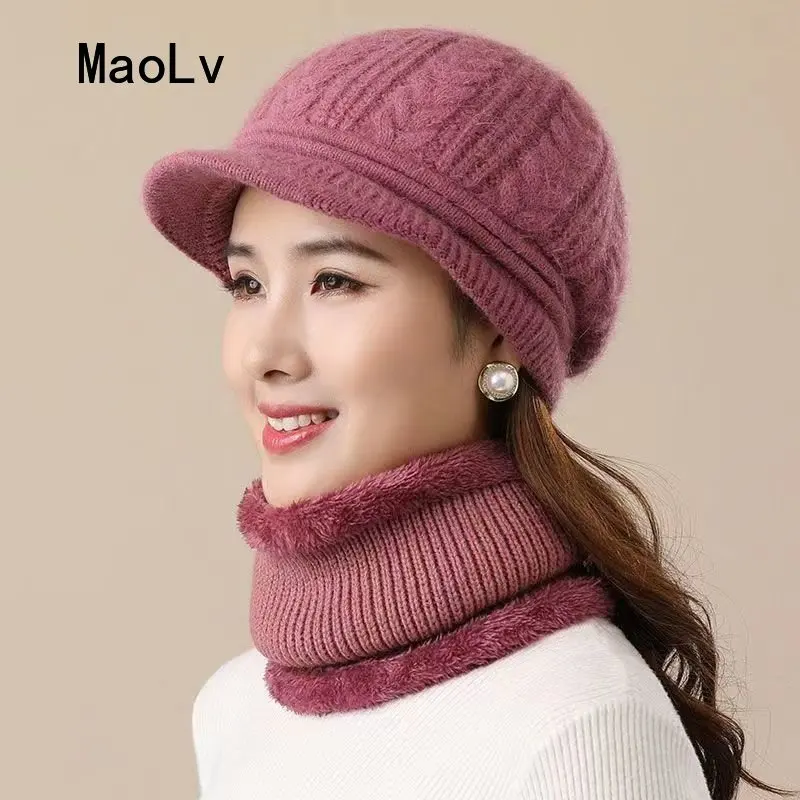 Winter Women Hat Warm Coldproof Beret Cap Fashion Skullies & Beanies Hat Scarf Set Super Soft Wool Cap Knitting Mom Gift