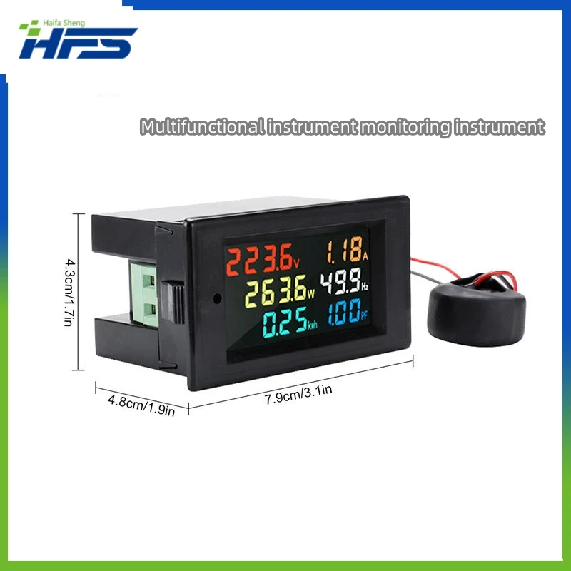 

D69-2058 AC digital display voltage, current, power, frequency factor, electricity meter, multifunctional instrument monitoring