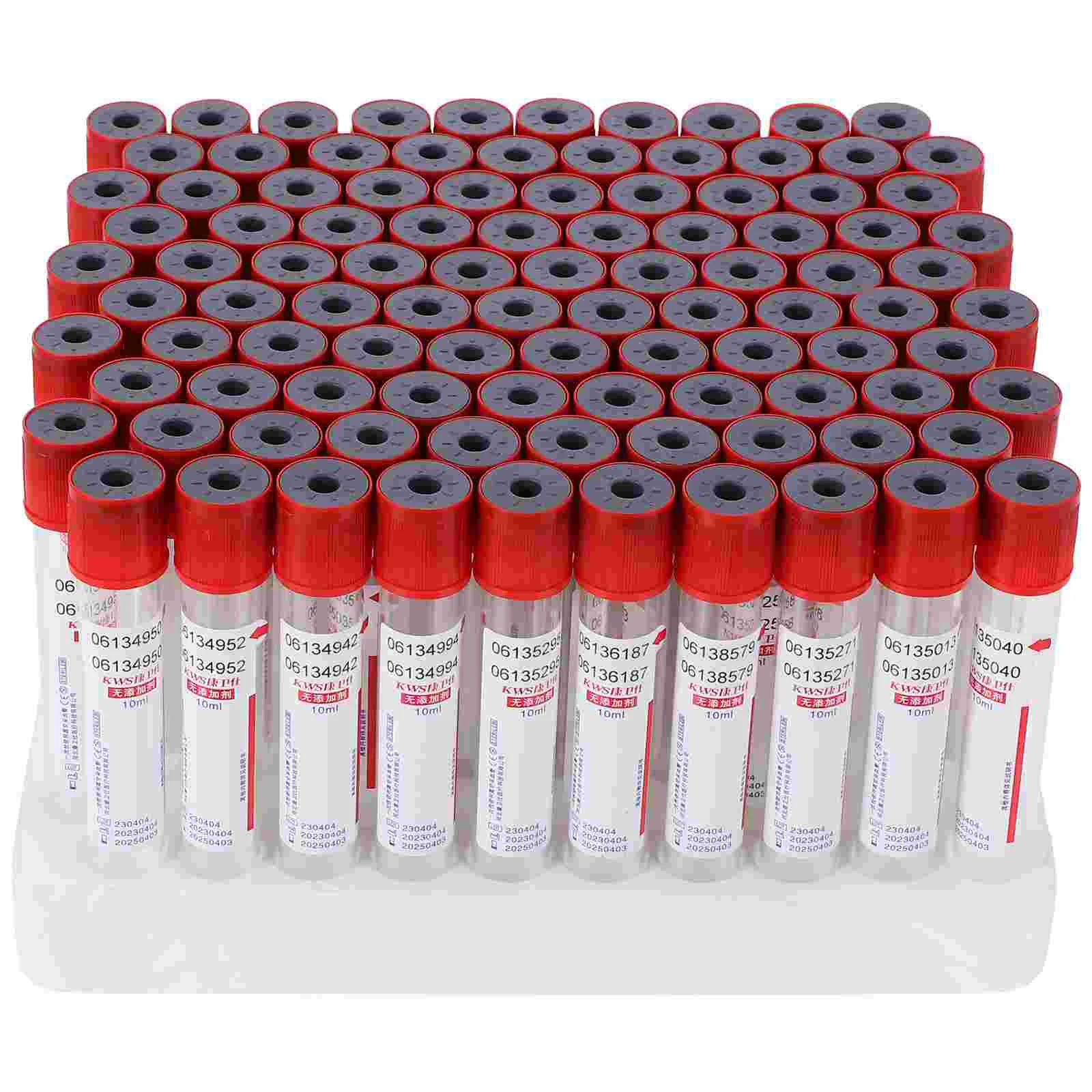 

100 Pcs 10ml Blood Collection Tube Test Tubes Lids Negative Pressure Collector Cover Disposable Vacuum Glass Experiment