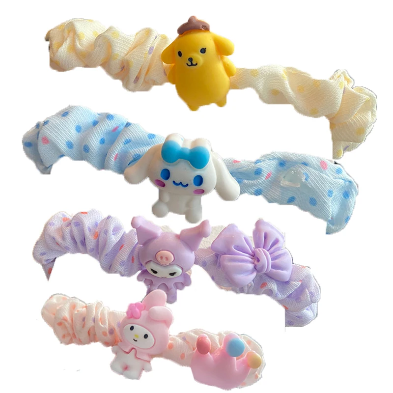 

Korean version kawaii cute cartoon Cinnamorol Kuromi Small intestine rubber band hair accessories ins wind ball head rope