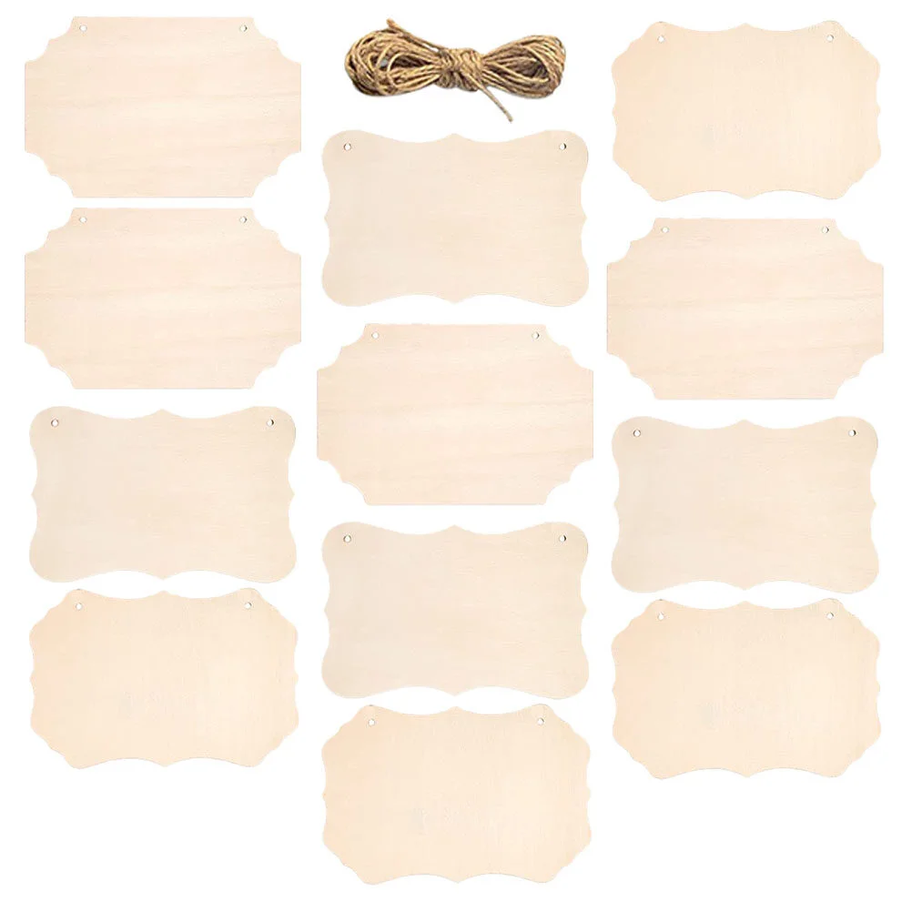 

12 Pcs Chip Hanging Wood Plaque DIY Plague Crafts Cutouts Trim Signage Wooden Embellishments Unfinished