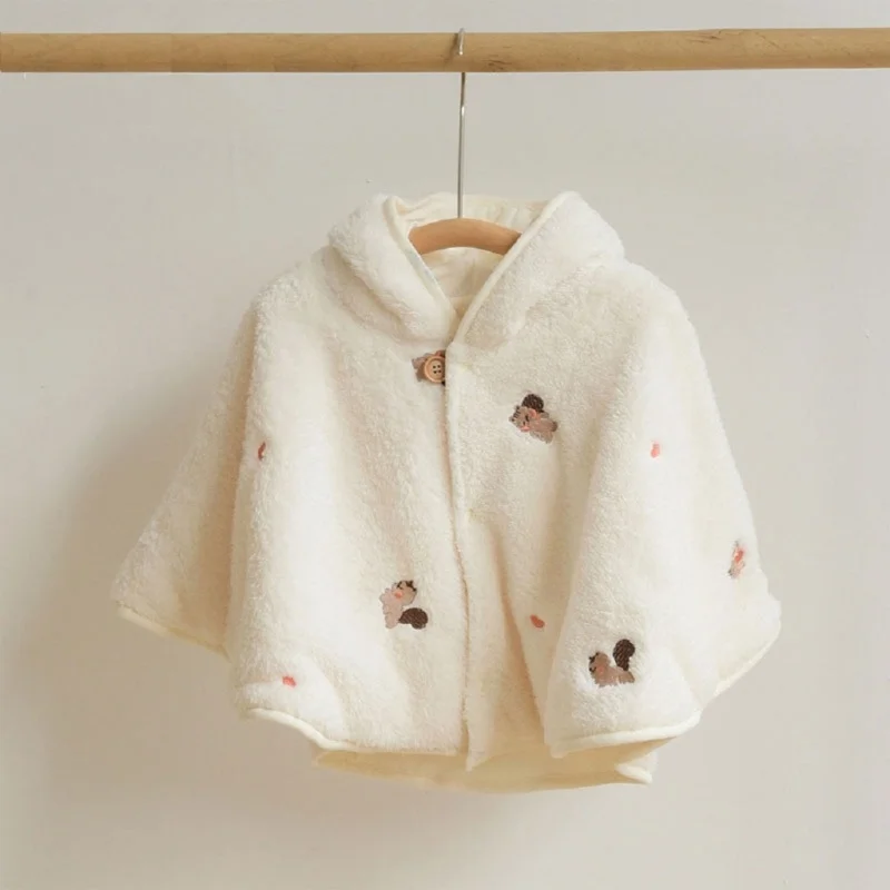 Winter Warm Outfit Outwear Clothes for Newborn Infants Poncho Baby Cape Toddler Embroidery Hooded Cloak Jacket Coat Baby Jacket
