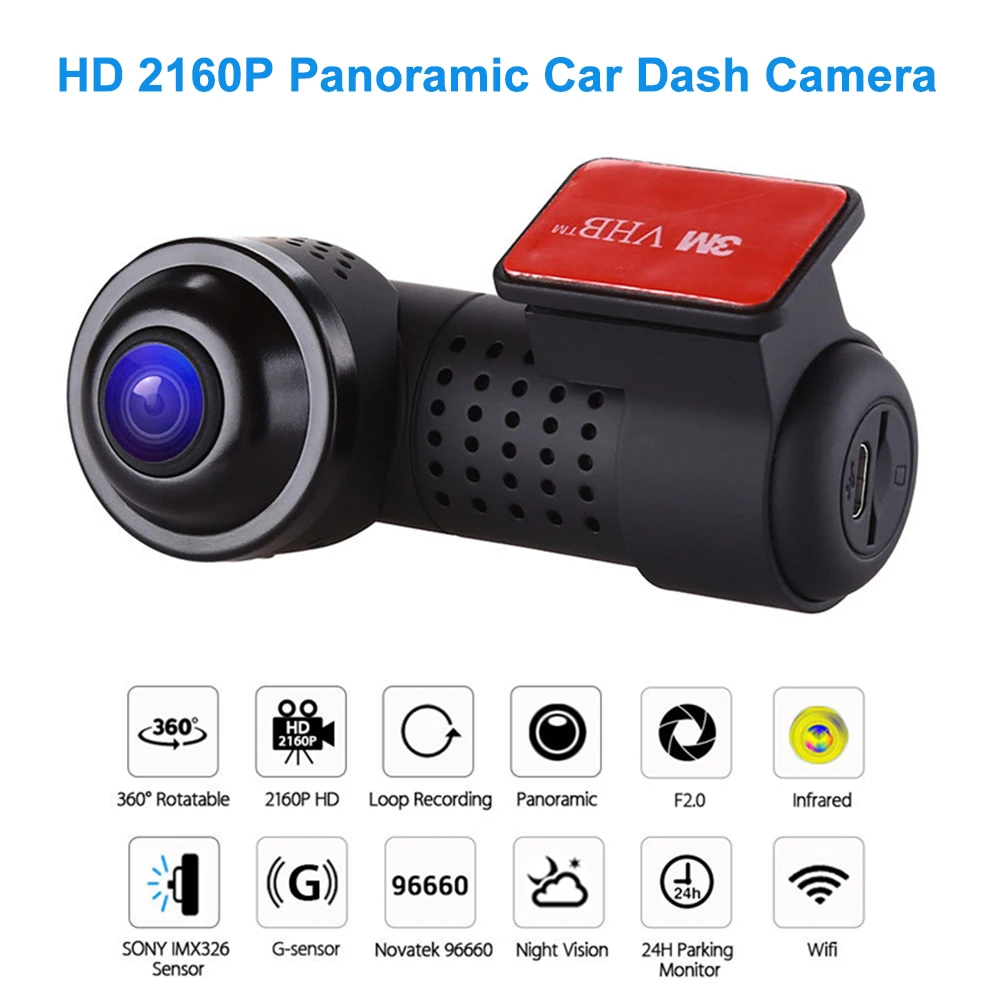 

Car DVR 4K WiFi Dash Cam 2160P HD Vehicle 360° Panorama Camera Auto 24H Parking Monitor Night Vision Rear View Dashcam Black Box