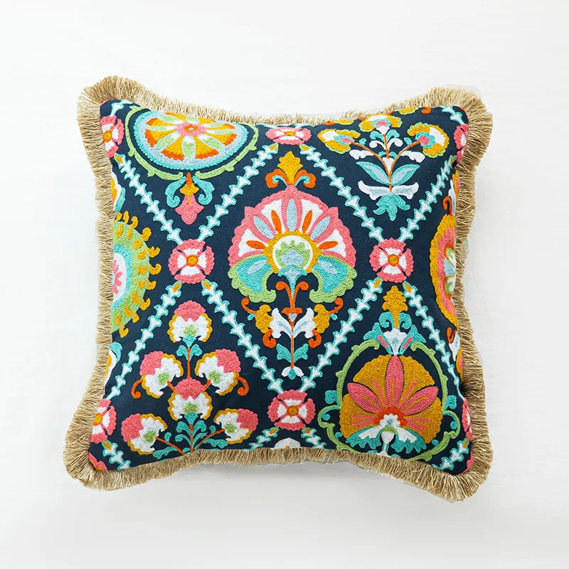 

Tufted Rainbow Pillow Cover Moroccan Style Handmade Three-Dimensional Embroidery Home Sofa Cushion Decorative Anime Bod Decor