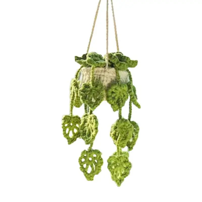 

Knitted Plant Car Mirror Hanger Potted Plants Crochet Potted Plants Crochet Car Mirror Hang Accessories Plant Lover Gifts For