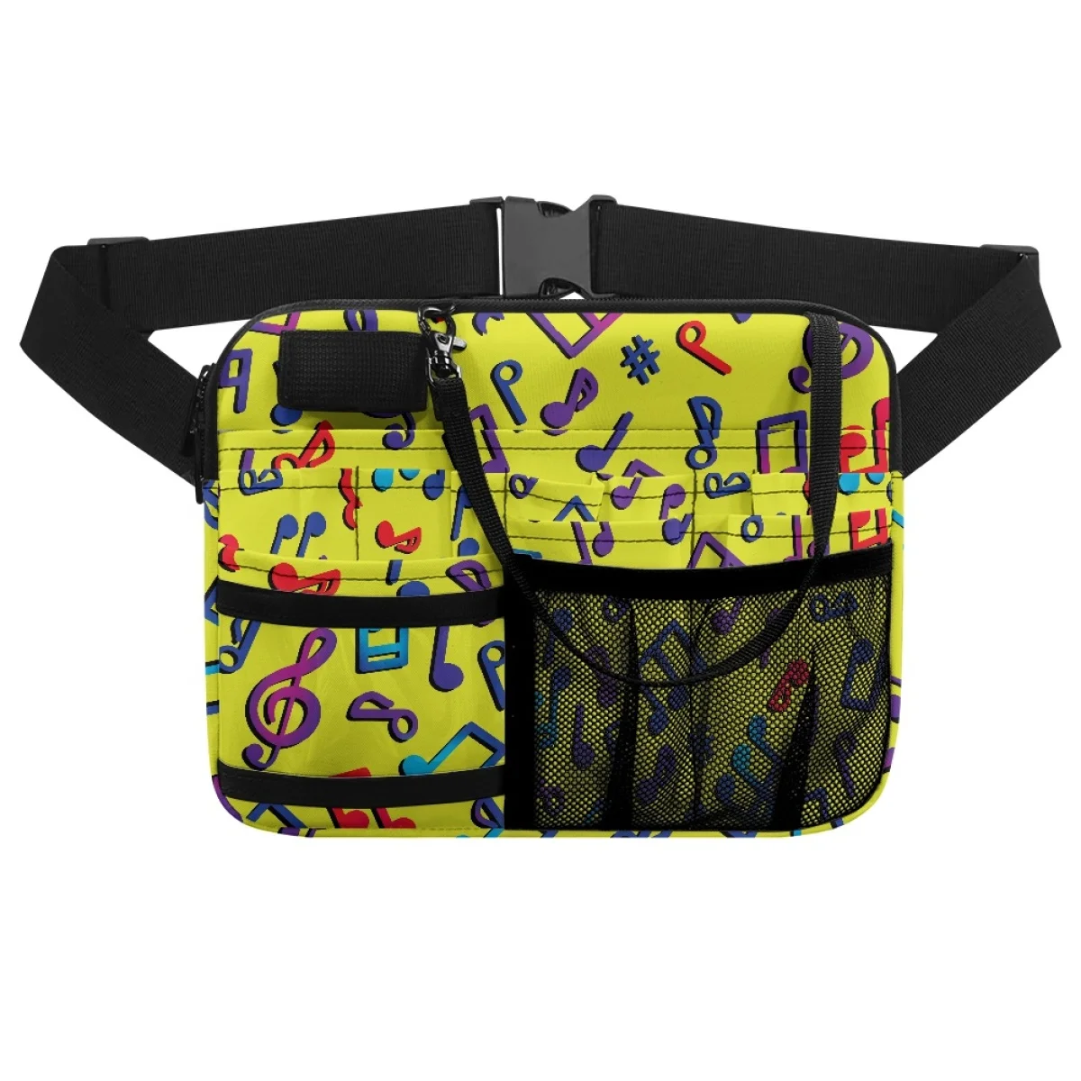 

3D Music Note Music Pattern Large Capacity Satchel Zippers Waistpack Outdoor Work Soft Dirt Resistant Side Pockets Crossbody Bag
