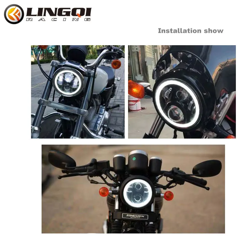 LINGQI RACING системы освещения мотоциклов круглая водонепроницаемая фара для Jeep