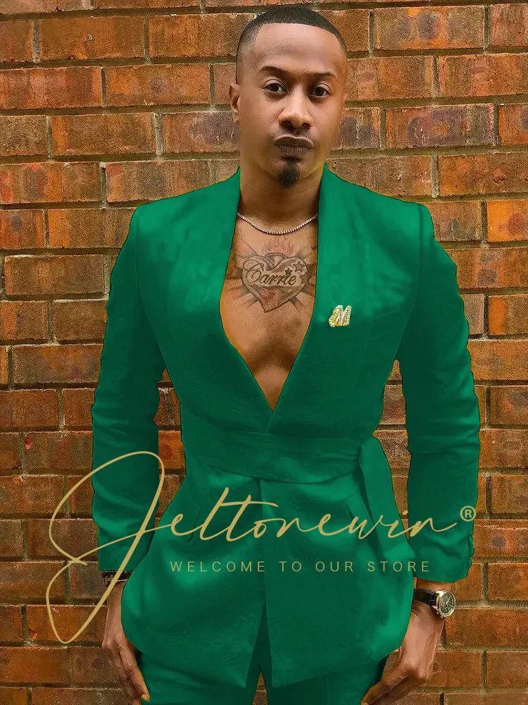 Костюм жаккардовый для мужчин приталенный свадебный смокинг жениха пиджак и