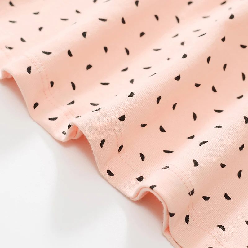 Платье в горошек для девочек с длинным рукавом и аппликацией